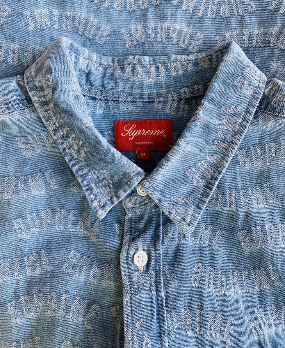 【入手困難】SUPREME デニムシャツ XL 総柄 シュプリーム 極希少品 完売 ビックシルエット 大きいサイズ 廃盤 大人気 インディゴブルー_画像3