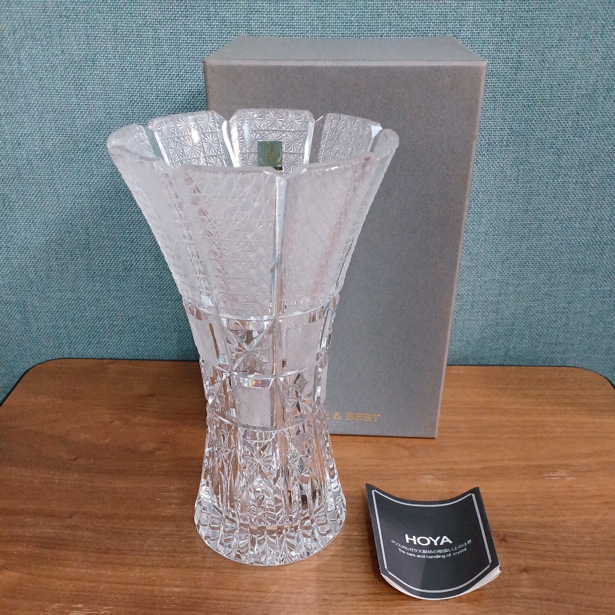 HOYA CRYSTAL クリスタルガラス フラワーベース CFS423D ポーランド製 保谷ガラス 花瓶 花器 花入れ インテリア 置物 未使用 長期保管品の画像1