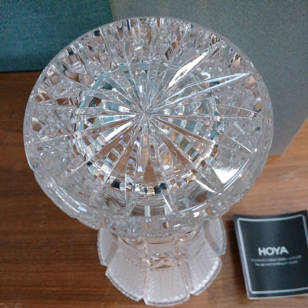 HOYA CRYSTAL クリスタルガラス フラワーベース CFS423D ポーランド製 保谷ガラス 花瓶 花器 花入れ インテリア 置物 未使用 長期保管品の画像6