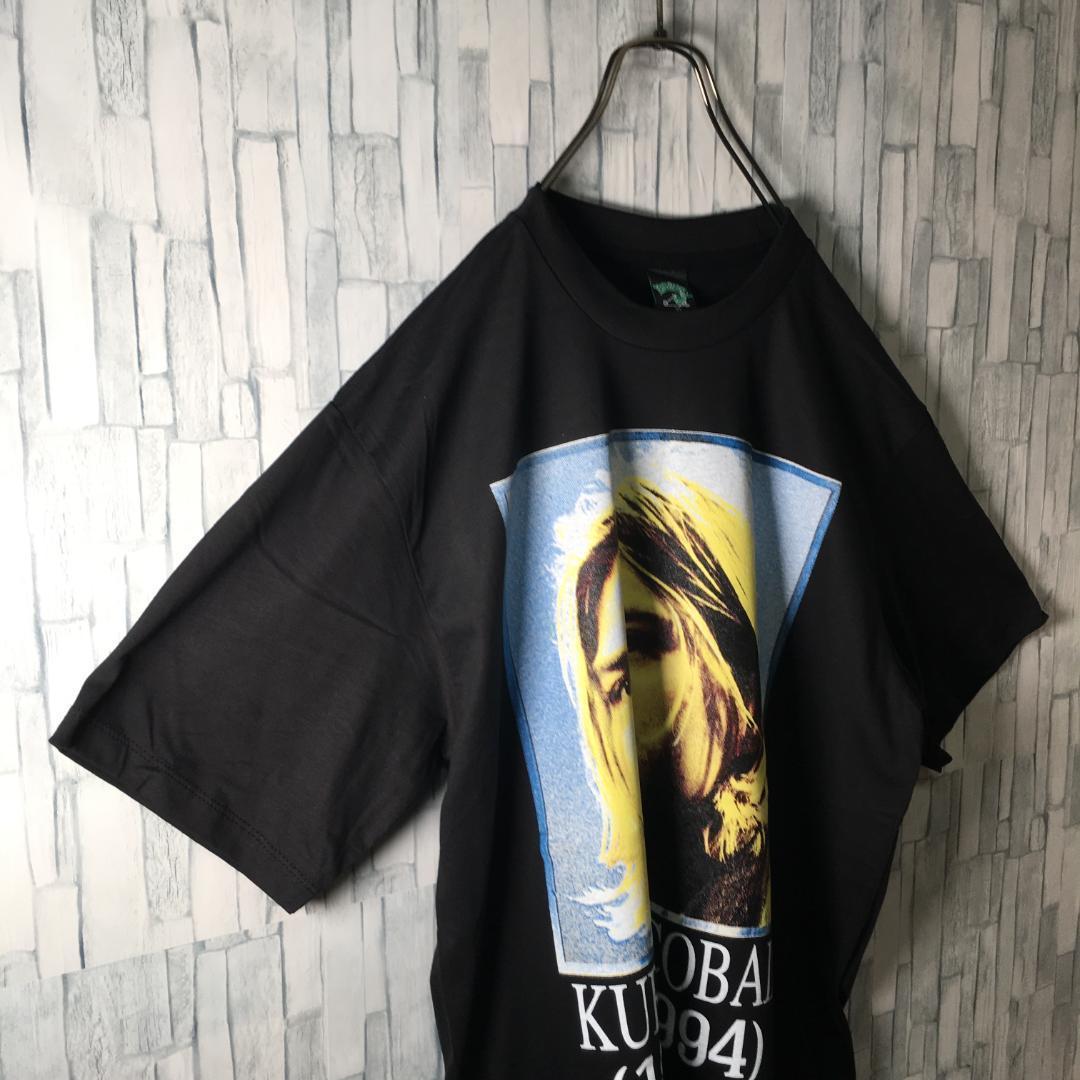 Nirvana ニルバーナ カートコバーン オーバーサイズ ロンT 黒青 - Tシャツ