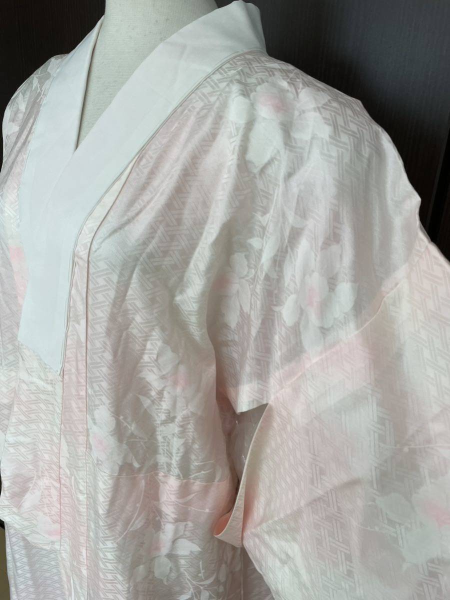 セットアップ 5624 和装 着物☆ 長襦袢 正絹 ピンク色 紗綾型 半衿付
