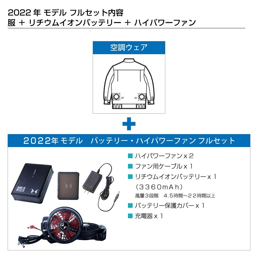 空調風神服 【2022年 フルセット フラットファン】 アタックベース 半袖 ジャケット UVカット ポリ100% 055 色:ネイビー サイズ:M 6