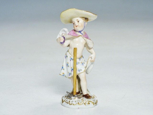 2009061【Meissen マイセン】葡萄を差し出す天使 フィギュリン 陶器