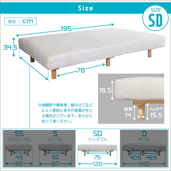セミダブルベッド 脚付きロールマットレス ボンネルコイルスプリング 通気性と耐久性に優れた頑丈設計 ブラウン色 組立品 ⑤_画像10