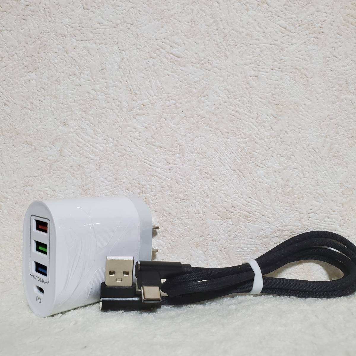 48W 急速充電器★40W/5A高速L字ケーブルセット★Android★1年保証付き