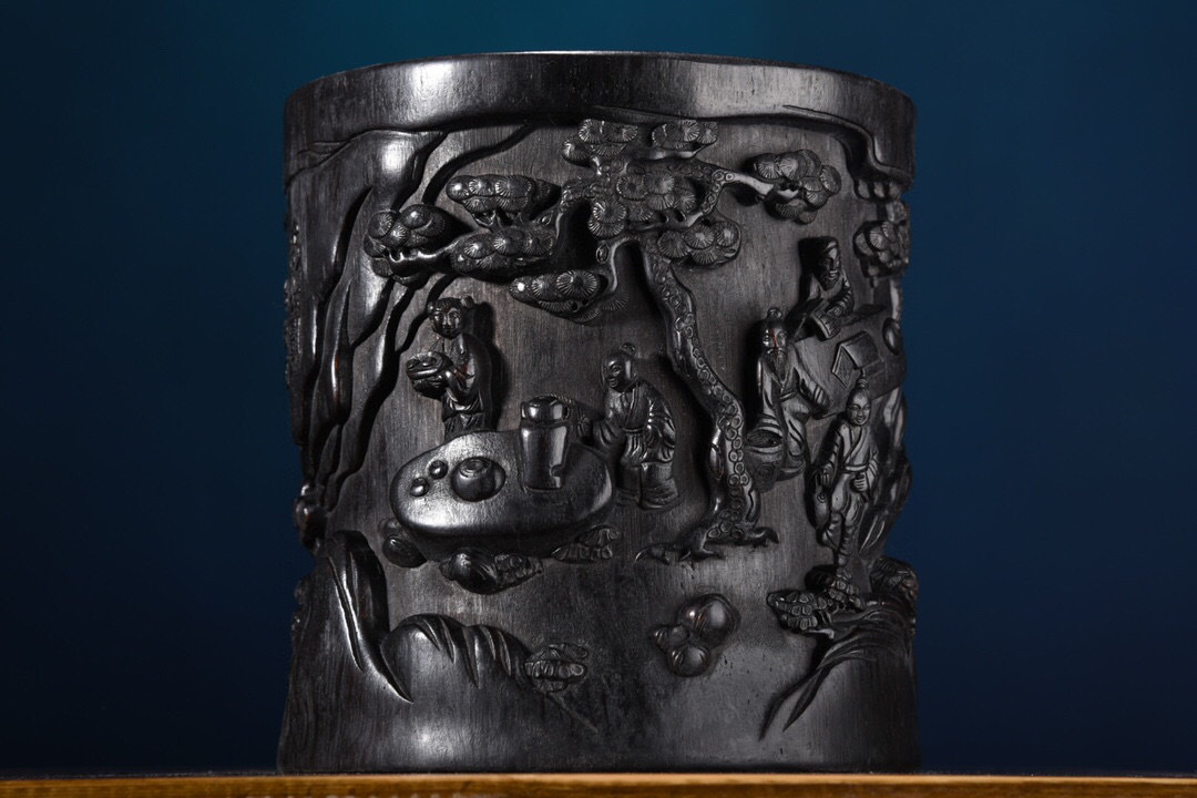 スーパーセール期間限定 『館蔵珍品 烏木製 細密彫 高士紋 筆筒』置物 賞物 貴重物品 収蔵品 中国古美術 その他 スーパーセール期間限定 『館蔵珍品 烏木製 細密彫 高士紋 筆筒』置物 賞物 貴重物品 収蔵品 中国古美術 その他