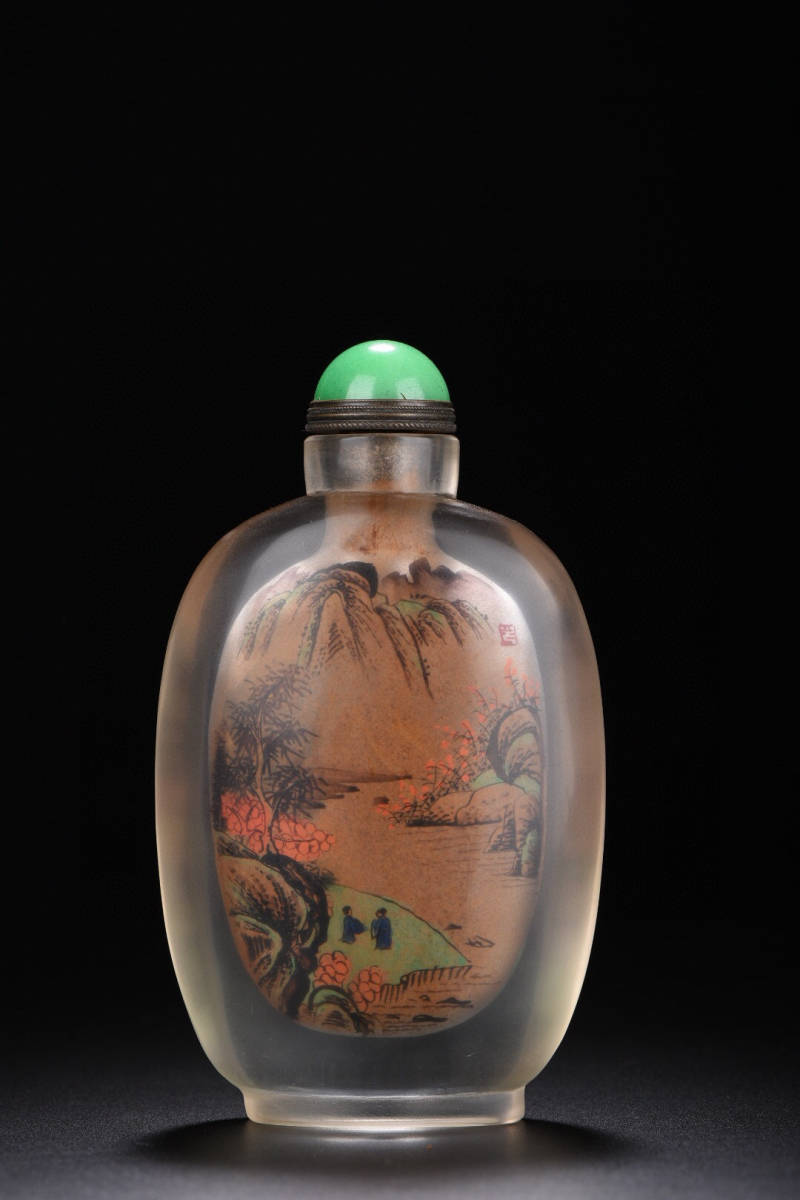 館蔵珍品 琉璃製 細密彫 人物故事紋 鼻煙壺』置物 賞物 貴重物品 収蔵