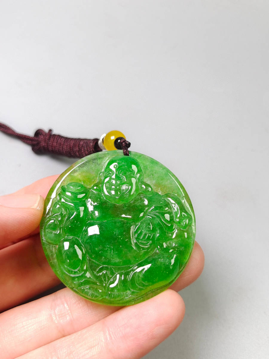 館蔵珍品 翡翠製 細密彫 冰種 帝王綠 指輪』根付 裝身具 貴重物品 収蔵