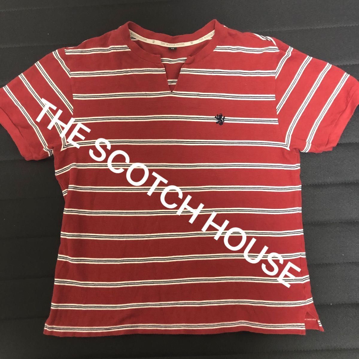 THE SCOTCH HOUSE ノーカラースキッパーシャツ　カットソー　ノーカラーポロシャツ 半袖Tシャツ