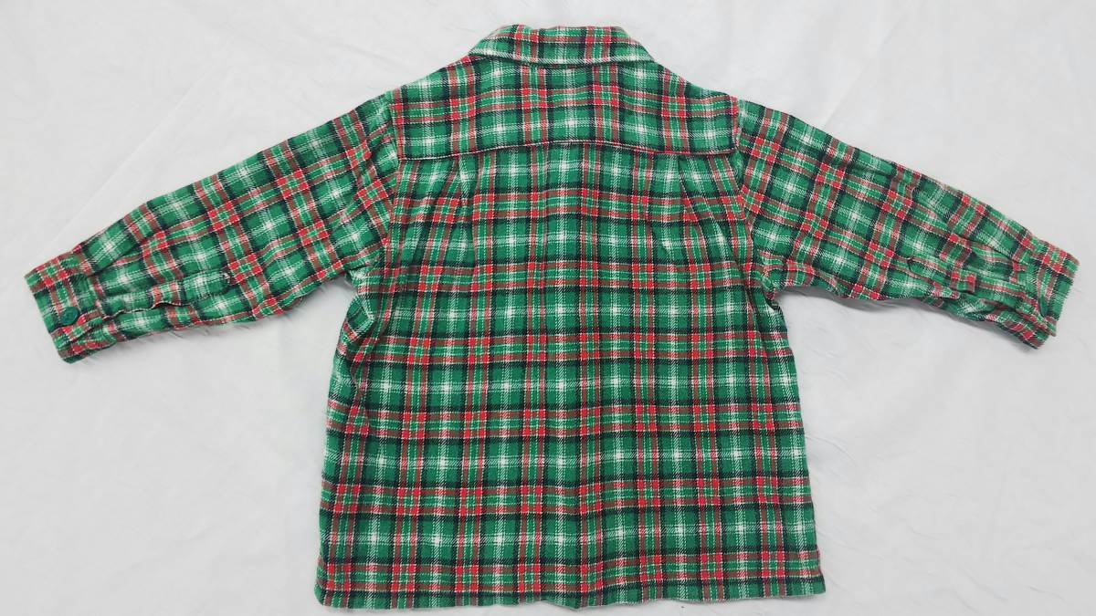 * сделано в Японии! Miki House фланель рубашка детская одежда размер 80.mikihouse толстый вышивка фланель зеленый в клетку ребенок #814