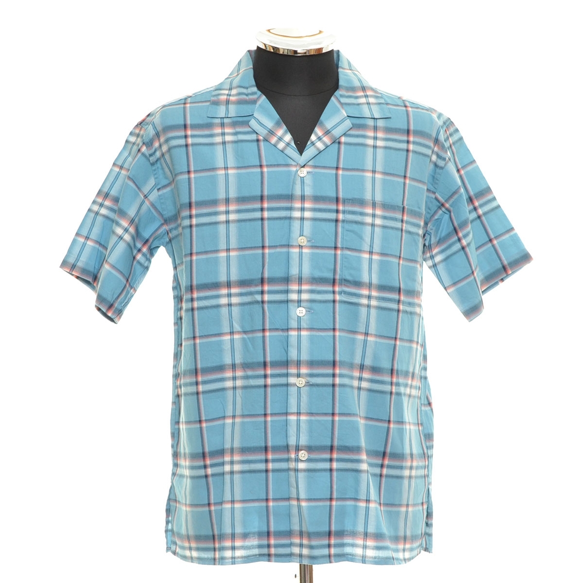 0409910 [ сверхнизкая цена ] не использовался AMERICAN RAG CIE American Rag Cie * открытый цвет рубашка короткий рукав размер 1 хлопок 100% мужской сделано в Японии голубой 