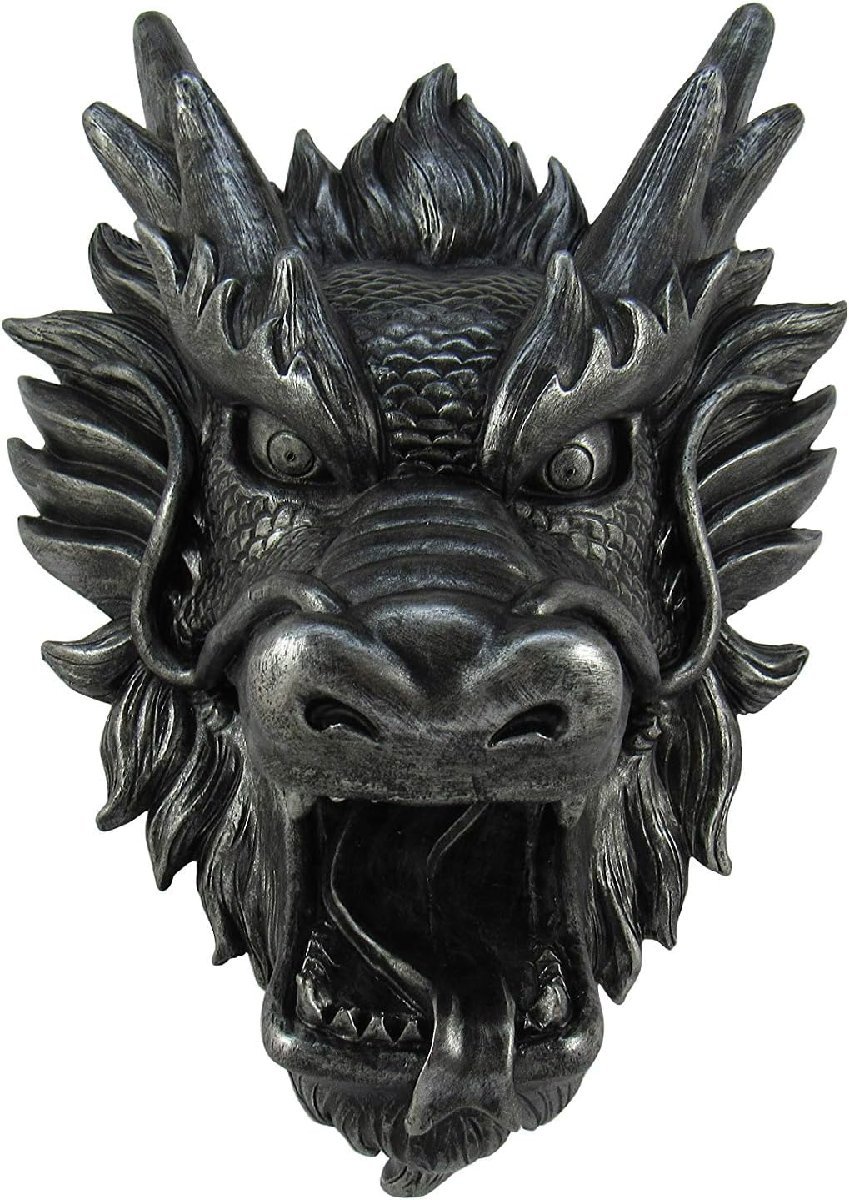 金属風大型ドラゴン頭部彫像 中国ドラゴンの壁アート装飾 アクセント壁掛け 寝室 中華レストラン カフェ パブ 贈り物 輸入品_画像1