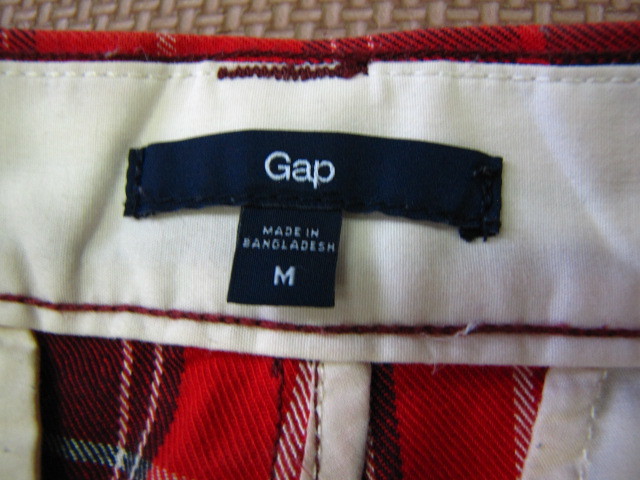 A-2＊ギャップ GAP コットン　赤　チェック柄 クロップド パンツ M_画像4