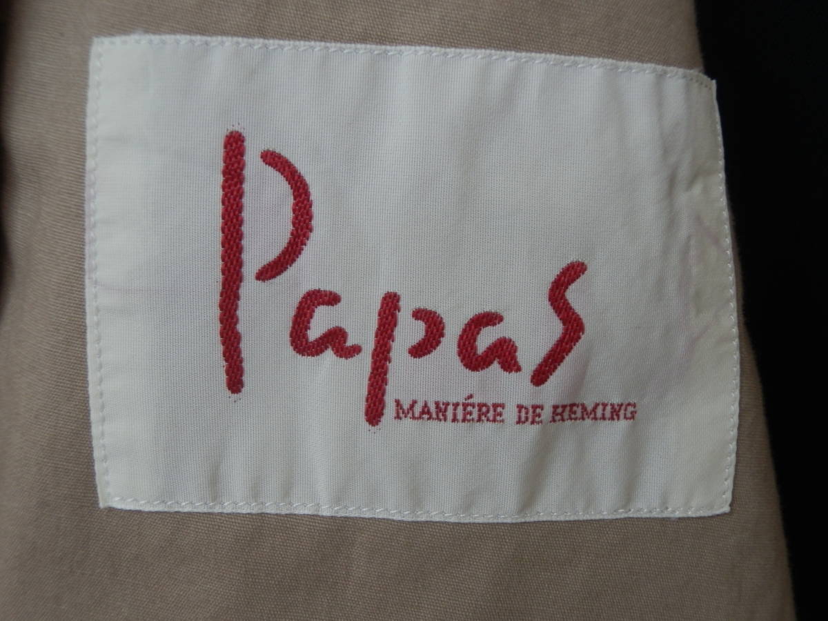 Ｍ９７４★Ｐａｐａｓ★パパス★ジャケット★Ｍサイズ★茶色★ブラウン★麻混★薄手★日本製★うすベージュ★メンズ★D0491FJ★80_画像6