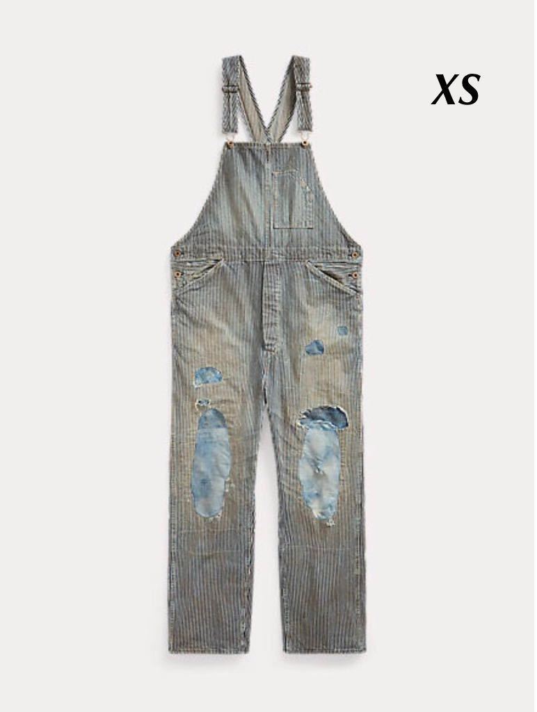 23SS RRL リペア インディゴ ストライプ デニム オーバーオール ダブル