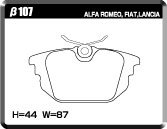 ACRE アクレ ブレーキパッド PC2600 前後セット アルファロメオ アルファGTV 916CXB H15.7～H18.4 V6 24バルブ FF 3.0L リアLUCAS_画像3