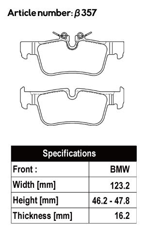 ACRE アクレ ブレーキパッド ユーロストリート リア用 BMW 2シリーズ (F45) 218i アクティブツアラー 2A15 H26.10～H30.6 FF 1.5L_画像2