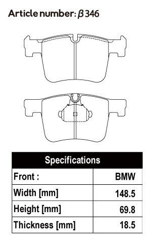 ACRE アクレ ブレーキパッド フォーミュラ700C フロント用 BMW 3シリーズ (F30) 320d ブルーパフォーマンス 3D20 H24.8～H31.3 FR 2.0L_画像2