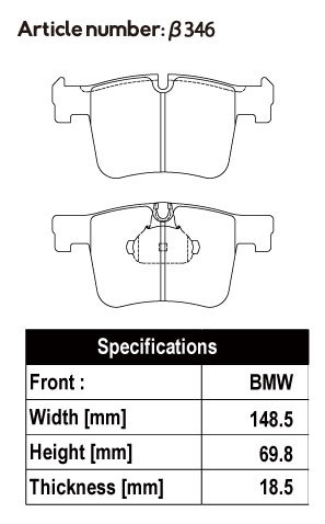 ACRE アクレ ブレーキパッド PC3200 前後セット BMW X4 (F26) xDrive 28i XW20 H26.8～H30.9 4WD 2.0L_画像2