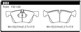 ACRE アクレ ブレーキパッド リアルレーシング 前後セット BMW 3シリーズ (F30) 320i 3B20 H24.4～H31.3 2.0L xDrive含む フロントφ300_画像2