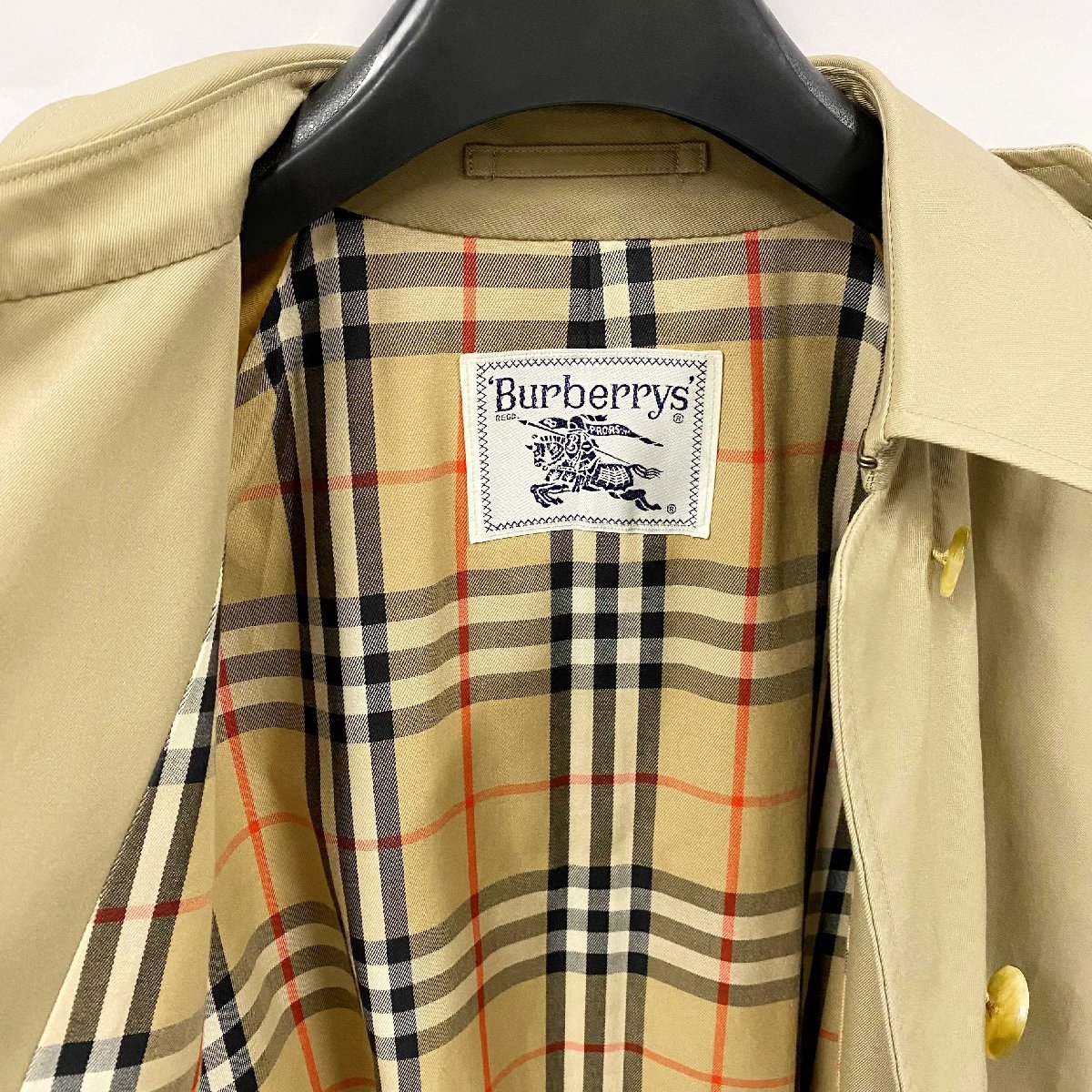 バーバリー トレンチコート FD084＜衣服＞BURBERRYS ロングコート ベージュ系 チェック柄 レディース ファッション レディース ブランド_画像6