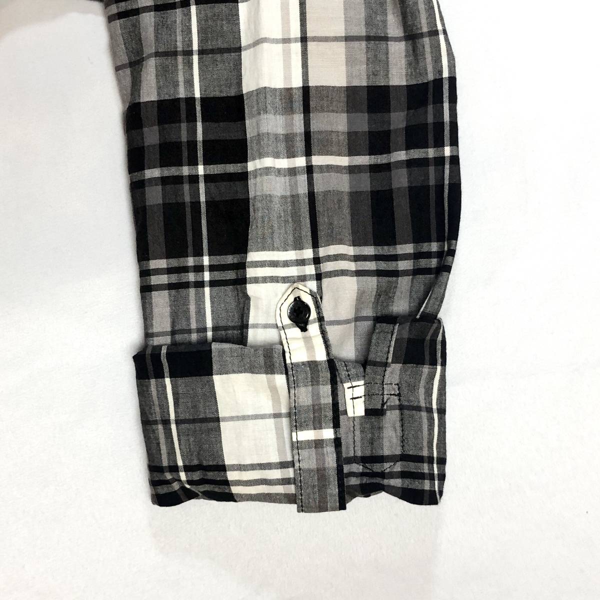 ★BURBERRY BLACKLABEL★サイズ1 バーバリーブラックレーベル 長袖 メンズ モノクロ チェック柄 トップス シャツ Yシャツ Y083