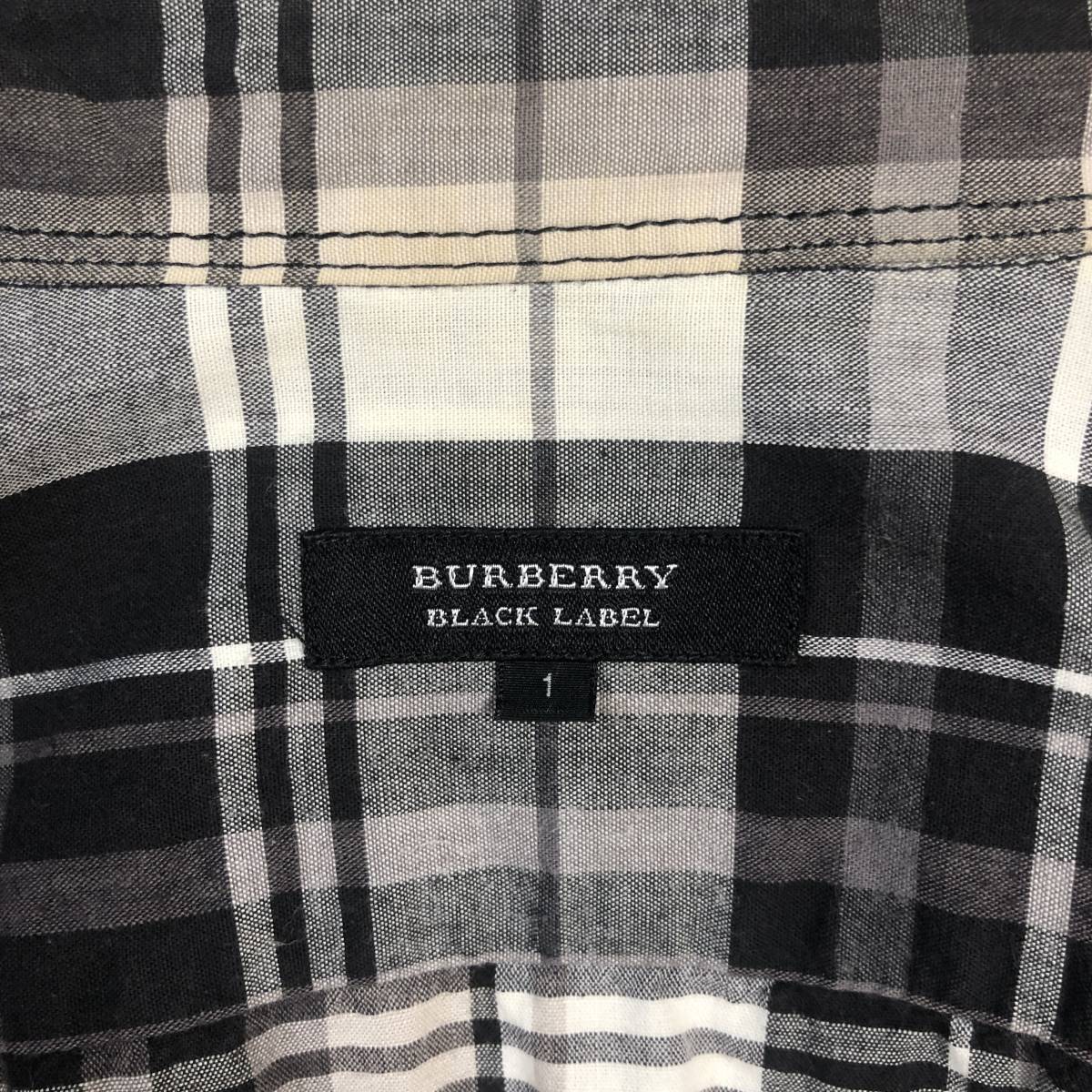 ★BURBERRY BLACKLABEL★サイズ1 バーバリーブラックレーベル 長袖 メンズ モノクロ チェック柄 トップス シャツ Yシャツ Y083