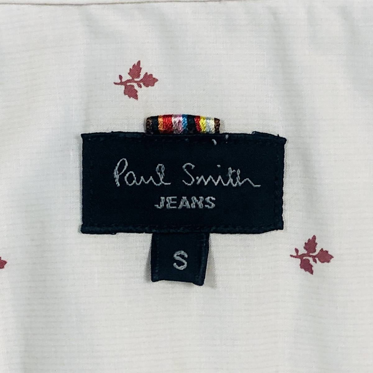 ★PaulSmith JEANS★Sサイズ ポールスミス ジーンズ 長袖 メンズ 白 ホワイト 葉柄 トップス シャツ Yシャツ ビジネスシャツ Y087_画像5