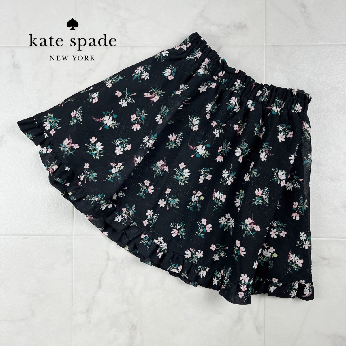 美品kate spade new york ケイトスペード花柄フレアミニスカート