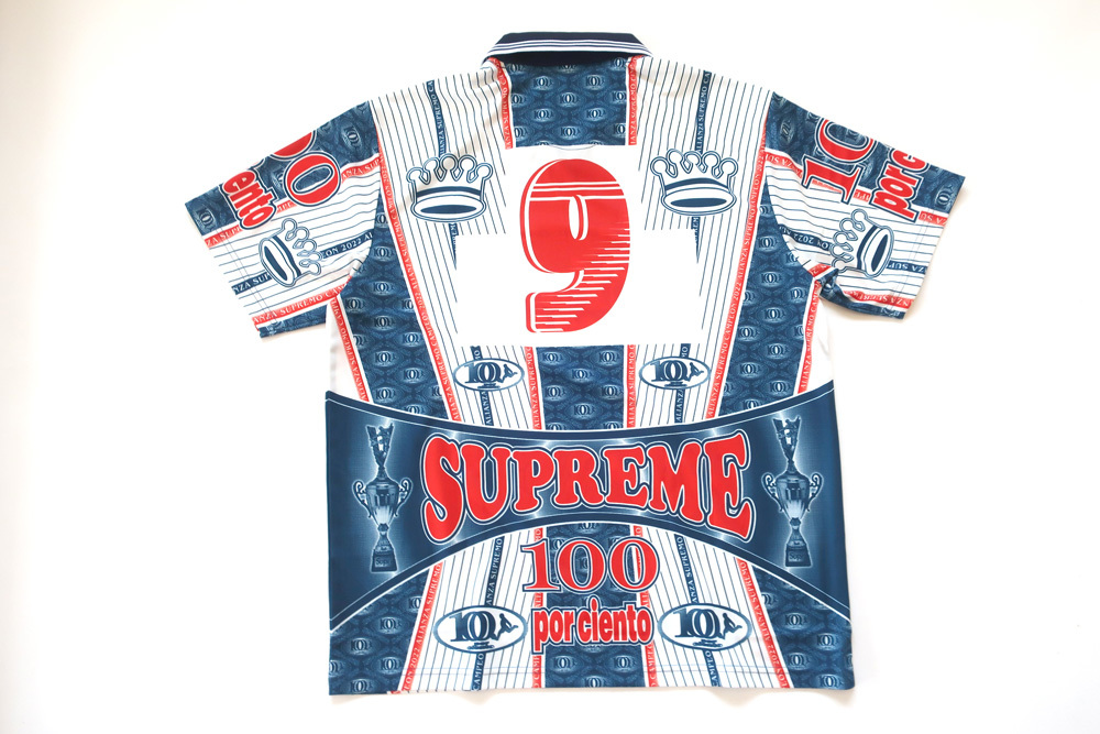 (L)Supreme Por Ciento Soccer Jerseyシュプリームサッカージャージ半袖シャツNavy_画像4