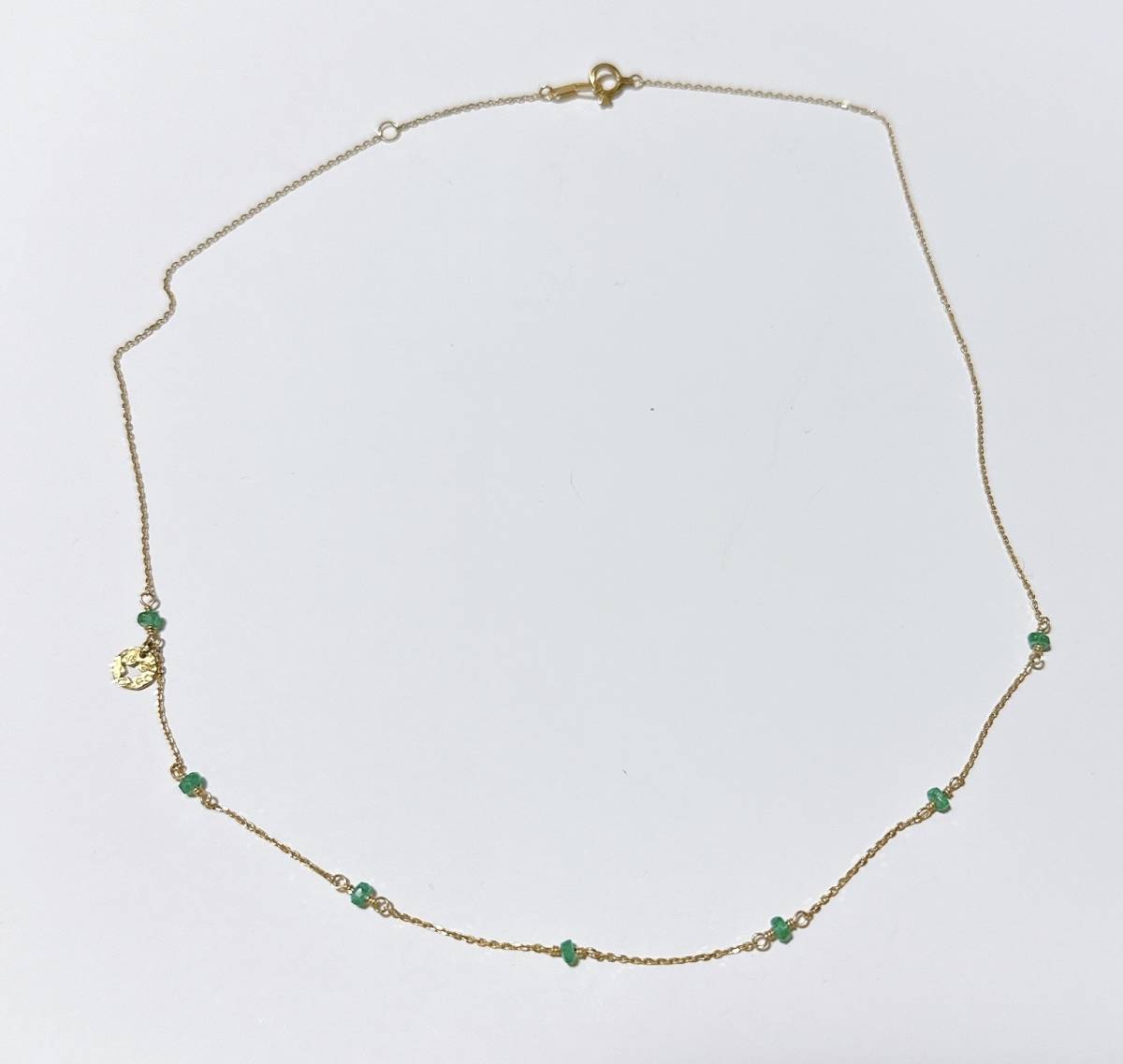  beautiful goods emerald 7 stone Star Jewelry necklace K18 K18YG station yellow gold jewelry accessory 