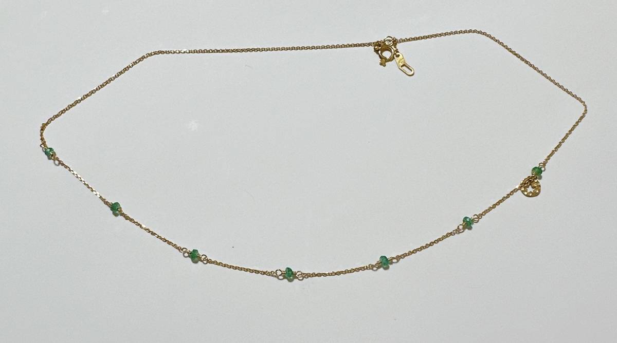  beautiful goods emerald 7 stone Star Jewelry necklace K18 K18YG station yellow gold jewelry accessory 