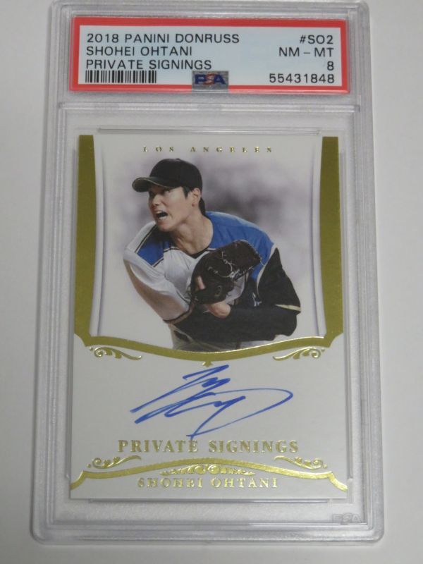 大谷翔平直筆サインカード/50 PSA8 2018 PANINI DONRUSS PRIVATE