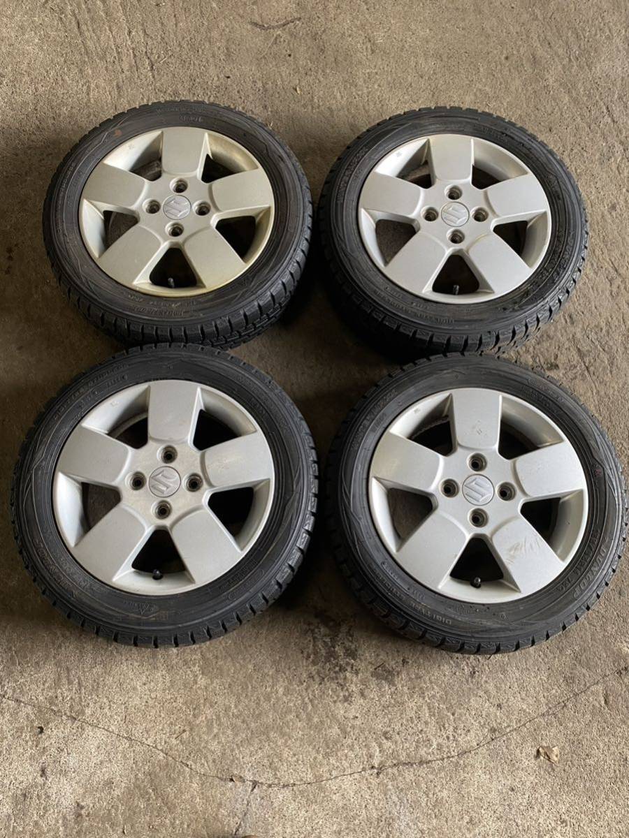 バリ溝 DUNLOP WINTERMAXX WM01 155/65 14 4.5J 50 スズキ純正 スペーシア ワゴンR MRワゴン アルト ラパン エヴリィ等_画像1