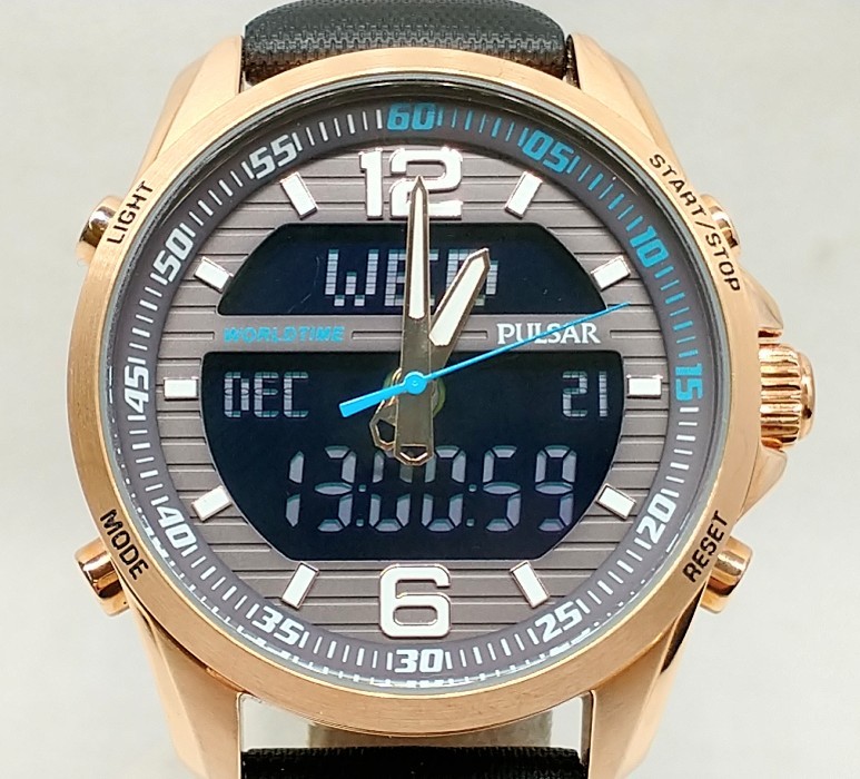 種類豊富な品揃え デジタルアナログ 790146 N021-X001 クォーツ パルサー ブラック文字盤 PULSAR メンズ腕時計 ピンクゴールド その他