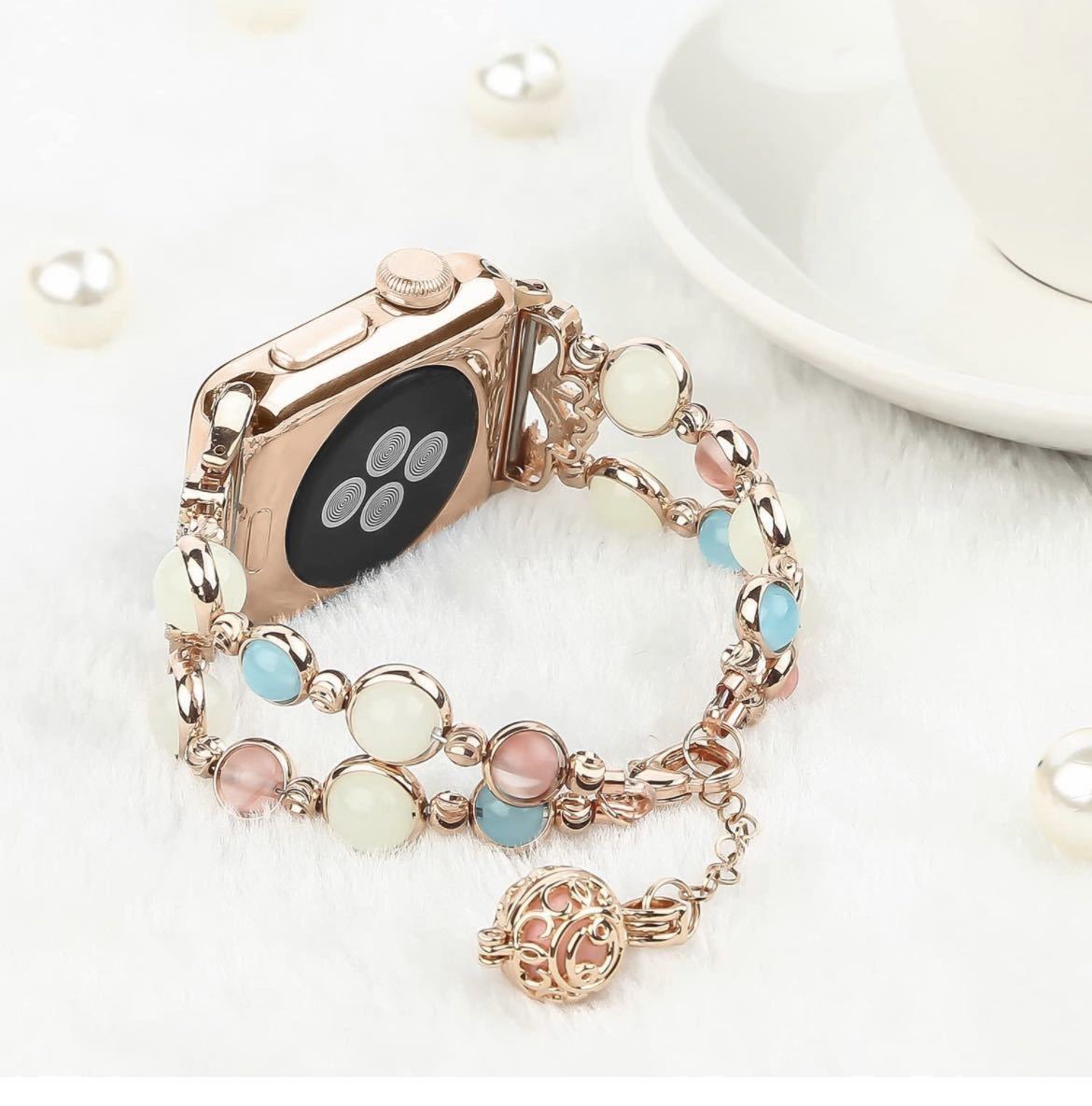 Apple Watch バンド　38/40/41mm パール 夜光機能 ファッション カジュアル ブレスレット iWatch 交換 腕時計ベルトエレガント_画像2