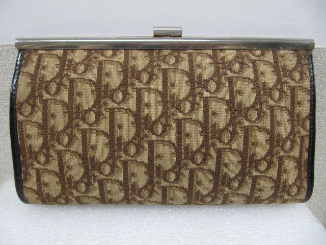 美品!Christian Dior がま口 クラッチバッグ トロッター 柄 美品!Christian Dior がま口 クラッチバッグ トロッター 柄