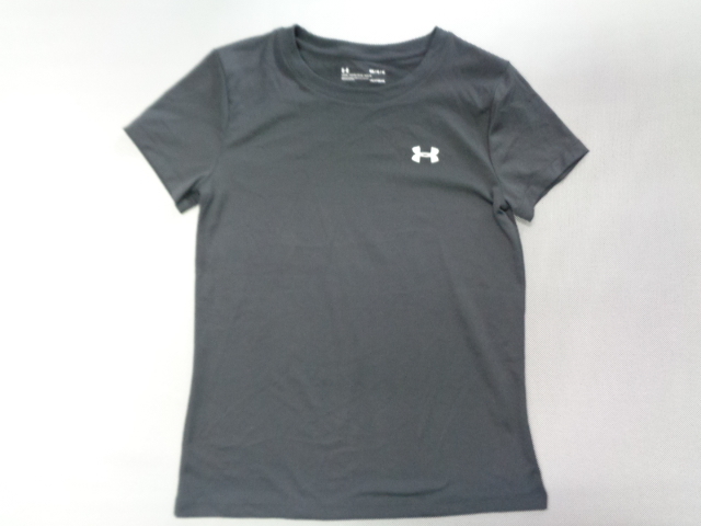 黒X銀 レディス M寸 アンダーアーマー ヒートギア Tシャツ UNDER ARMOUR 美中古_画像1