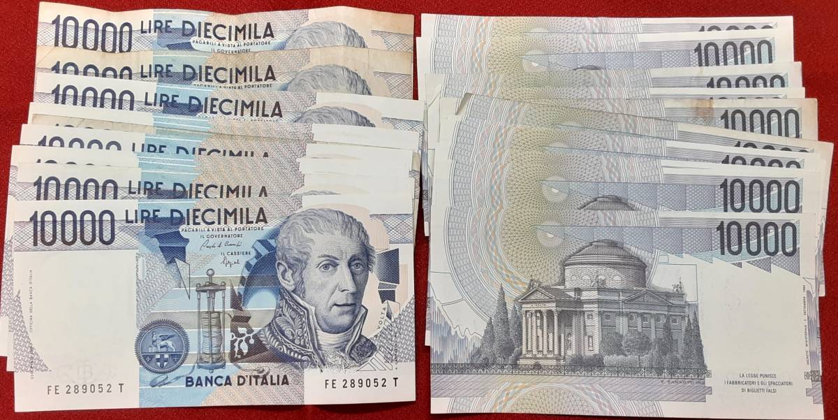 #754【珍24枚】外国紙幣　イタリア10,000リラ　旧紙幣1984年　_画像3