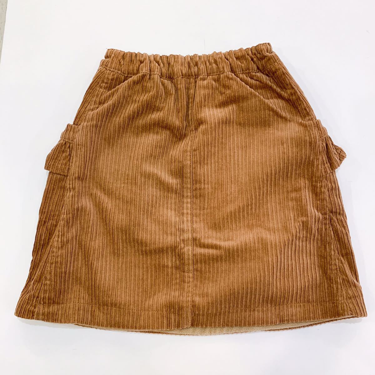【新品未使用】seraph セラフ 120cm スカート ブラウン コーデュロイ ボア もこもこ フリル ポケット 防寒 ボックススカート かわいい_画像2