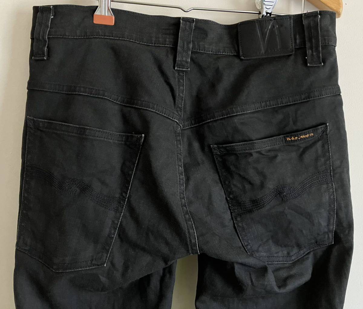 ヌーディージーンズ Nudie Jeans シンフィン ドライブラック THIN FINN DRY BLACK COATED 32×32パンツ デニム 黒_画像4