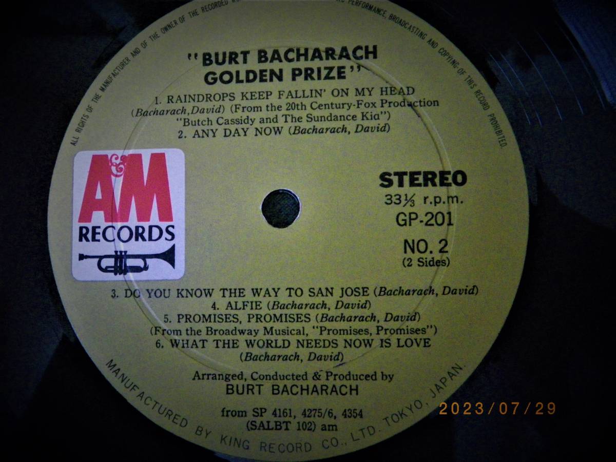 ◎バート・バカラック／BURT BACHARACH【GOLDEN PRIZE】LP／美盤◎_画像6