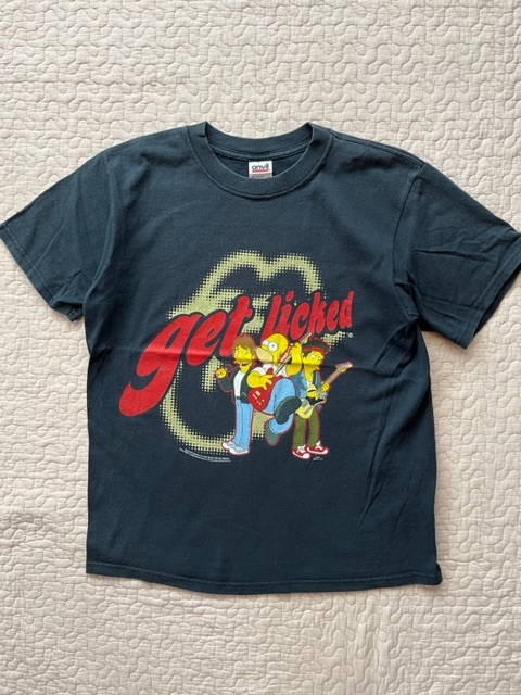 2002年/フェード★Rolling Stones/ローリングストーンズ THE SIMPSONS/シンプソンズ コラボ バンド Tシャツ 黒 M ビンテージの画像1