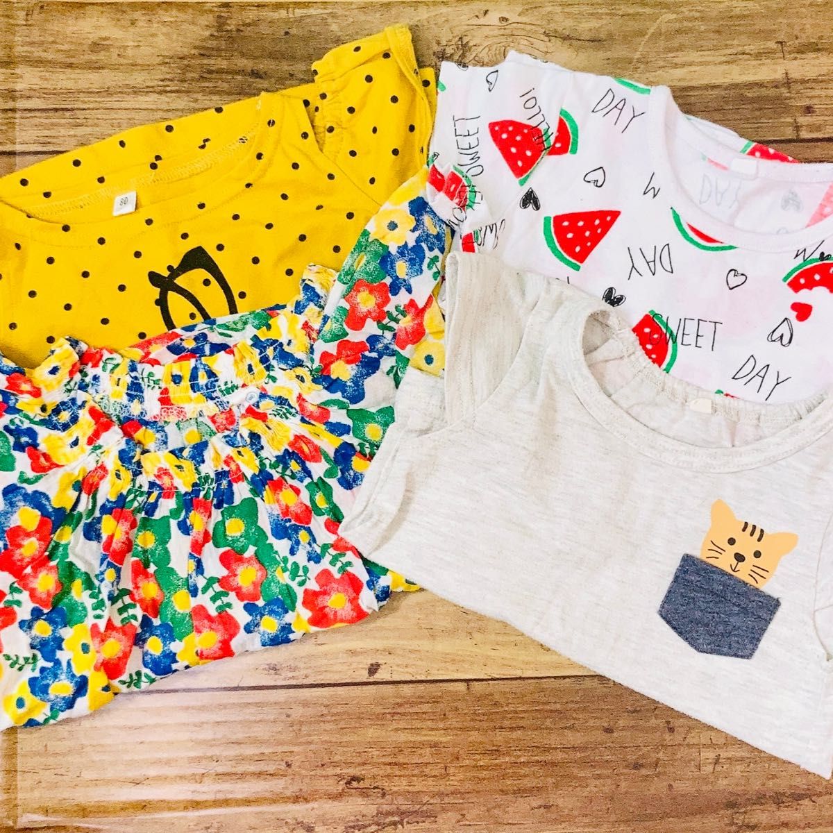 ベビー　トップス　Tシャツ　80 女の子　半袖　夏服　4枚セット