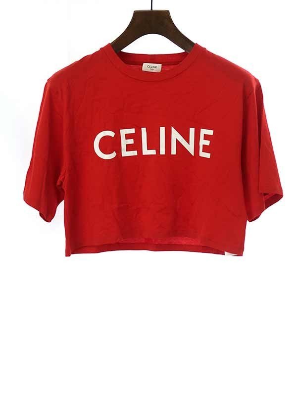 CELINE Celine Logo принт укороченные брюки футболка красный размер :S