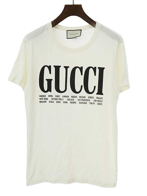 GUCCI Gucci Cities Logo Tee City z Logo print T-shirt white size :XS