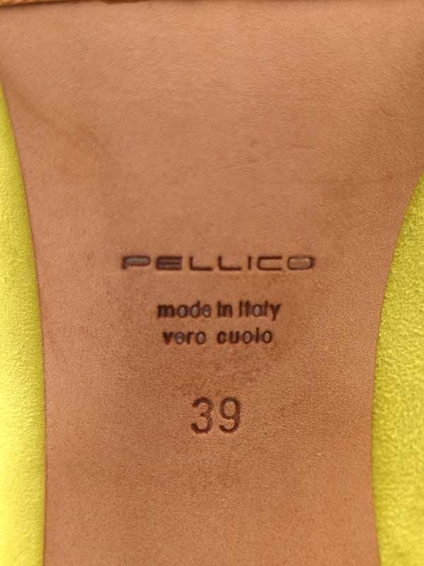 PELLICO ペリーコ ポインテッドトゥスウェードスタッズハイヒールパンプス イエロー サイズ：39の画像6