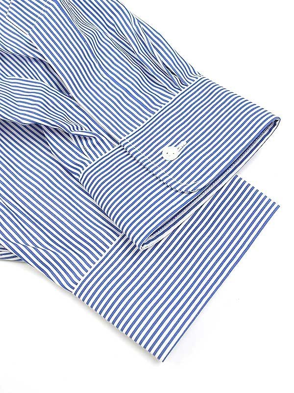 Graphpaper グラフペーパー 23SS High Count Broad Stripe Band Collar Shirt バンドカラーストライプシャツ ブルー Fの画像4