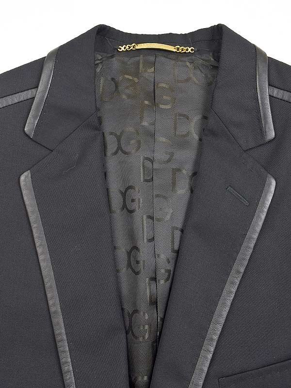 DOLCE&GABBANA Dolce & Gabbana кожа трубчатая обводка tailored jacket черный 50