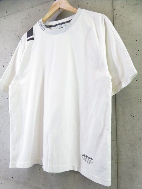 【送料300円可】3011m57◆良品です◆adidas アディダス 3ストライプ 半袖Tシャツ L/オリジナルス/カットソー/ジャージ/ジャケット/ブルゾン_画像2